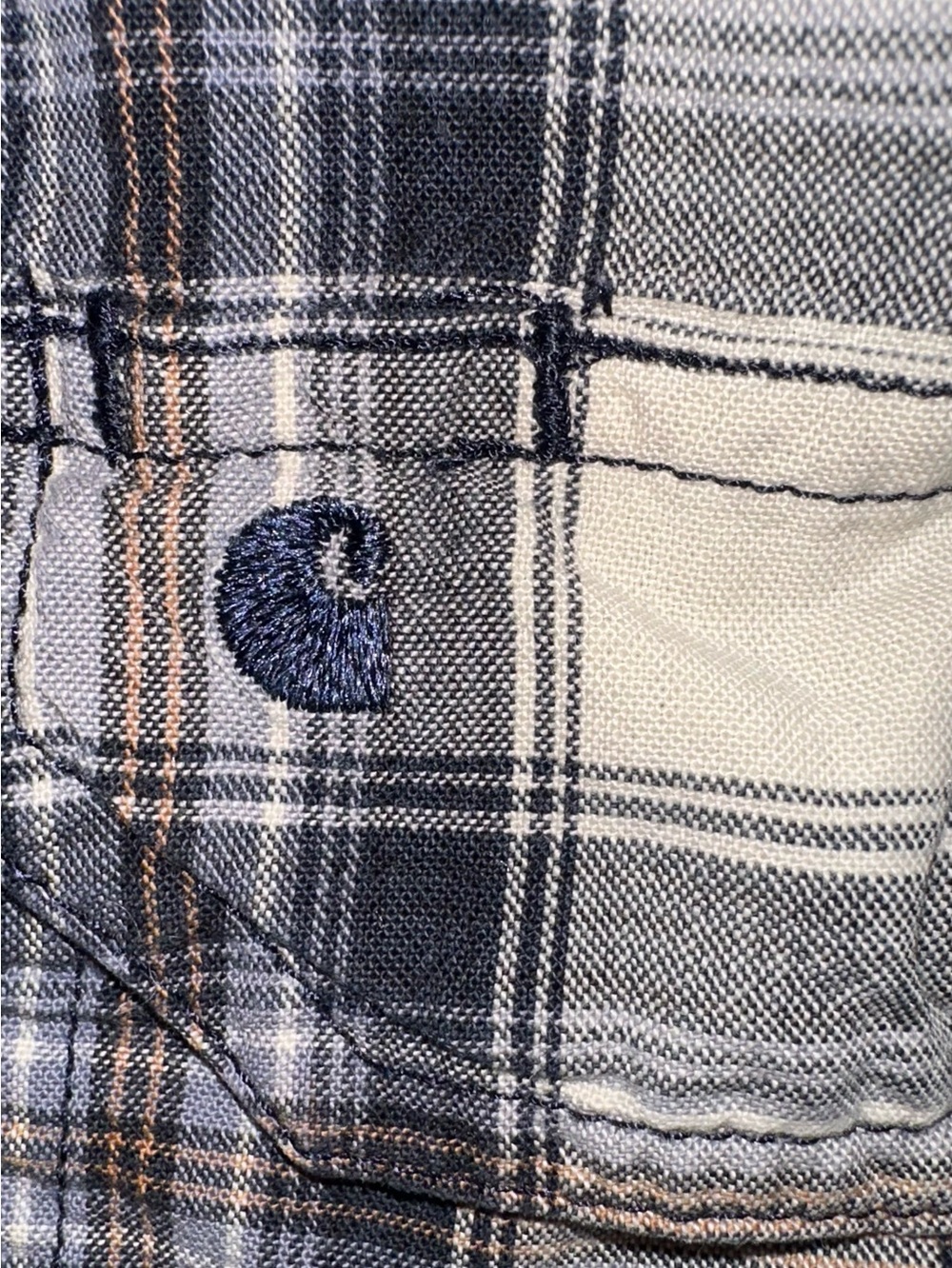 Carhartt Men's Multi/Off-white, Navy Neutral Plaid Button-Down Shirt Relaxed XL - Picture 4 of 7